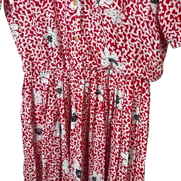 Vintage 80s Miss Oops California Floral Print Midi Dress Flowy Cottagecore Lrg - Picture 4 of 7
